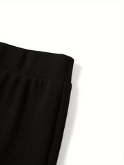  Solid Flared Leg Stretch Trousers