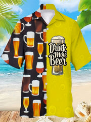 Men's Beer Slogan Print Casual Short Sleeve Shirt for Summer Vacation