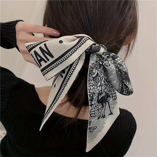 Silk Scarf Headband Thin Long Scarf Vintage Hair Scarf