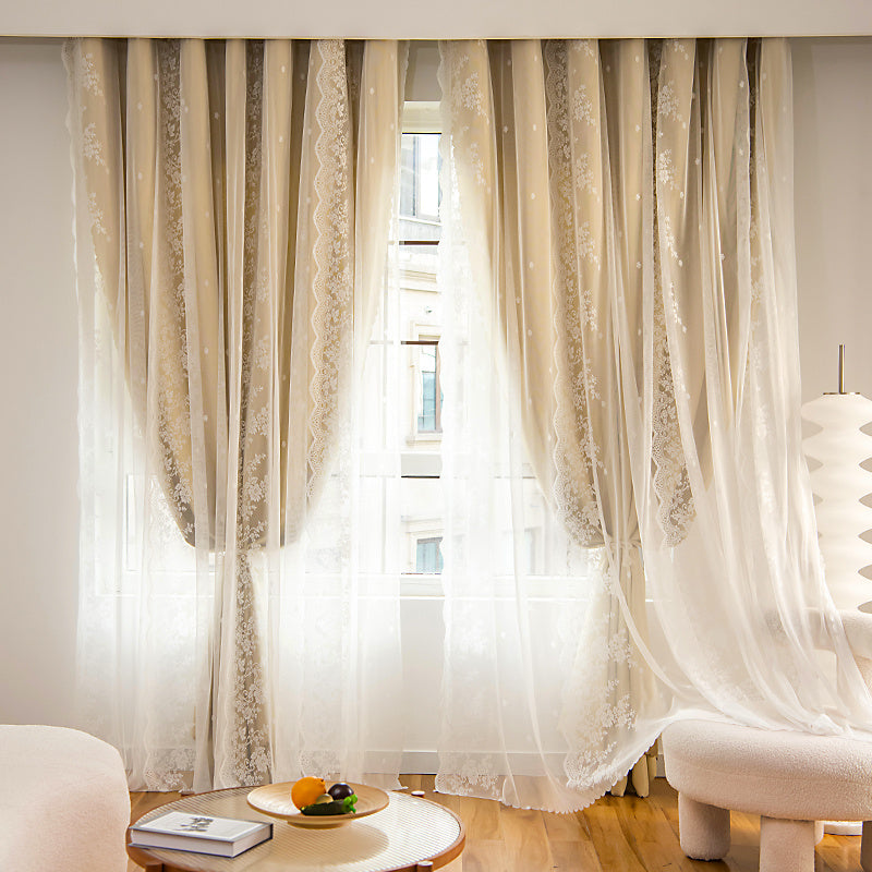1pc Double Layer Blackout Curtains Bedroom Window Curtain with Hooks