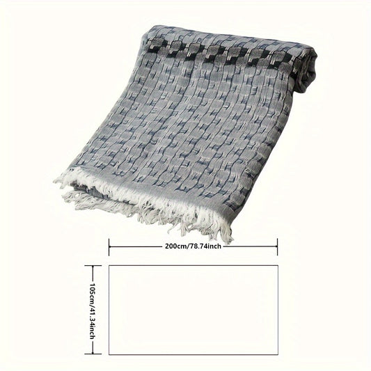 Men's Casual Woven Scarf Double layer Tassel Scarf For Autumn And Winter