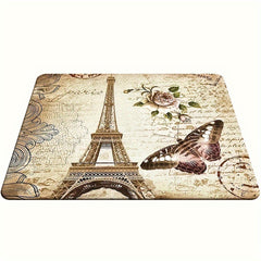 Paris Gaming Mouse Pad Eiffel Tower Butterfly Flower Pattern Non Slip