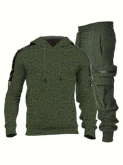 Men's Mid Stretch Hoodie & Cargo Pants Set for Outdoor Activities