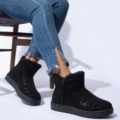 Women's Plush Lined Snow Boots - Warm Winter Ankle Boots
