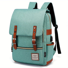 Vintage Laptop Backpack w/ USB Port Tear Resistant Business Travel