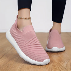 Women's Knit Textured Walking Shoes Soft Sole Slip On Casual Sneakers