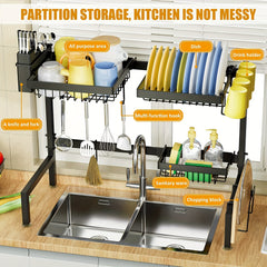 2-tier Tableware & Seasoning Rack for Kitchen, Sink Drying Rack Countertop