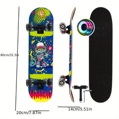 Wooden Skateboard With LED Light Tool for Outdoor Sports