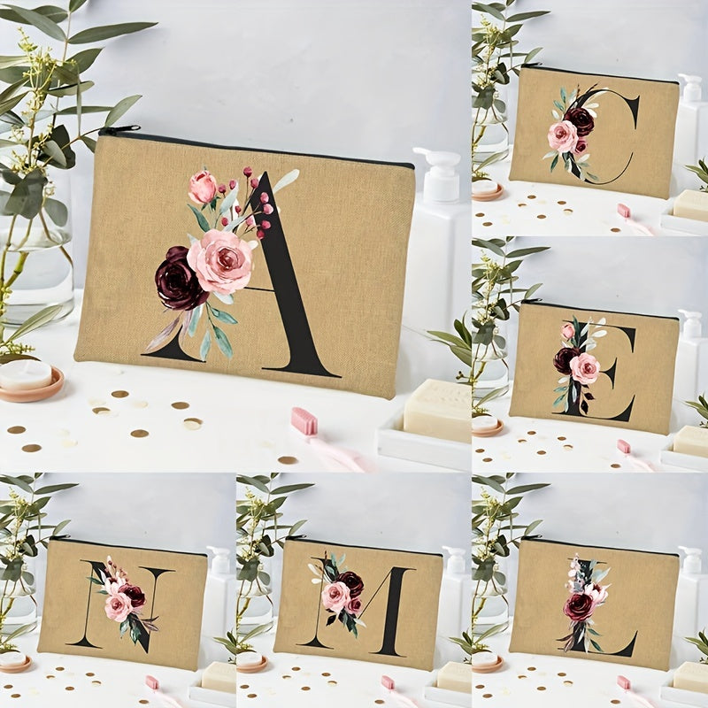 Floral Print Cosmetic Bag Bridesmaid Makeup Case Organizer