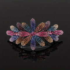 Vintage Flower & Rhinestone Hair Clip Barrette