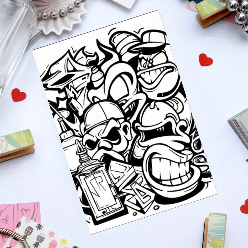 Graffiti Coloring Book for Adults, Mindfulness Relaxation