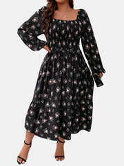 Floral Print Lantern Sleeve Maxi Dress