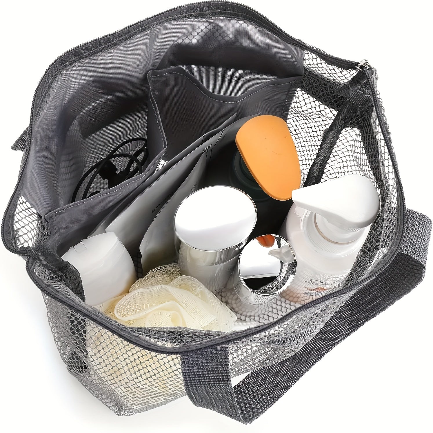 2pcs Mesh Quick Drying Tote Bags Hanging Toiletry Organizer Zipper