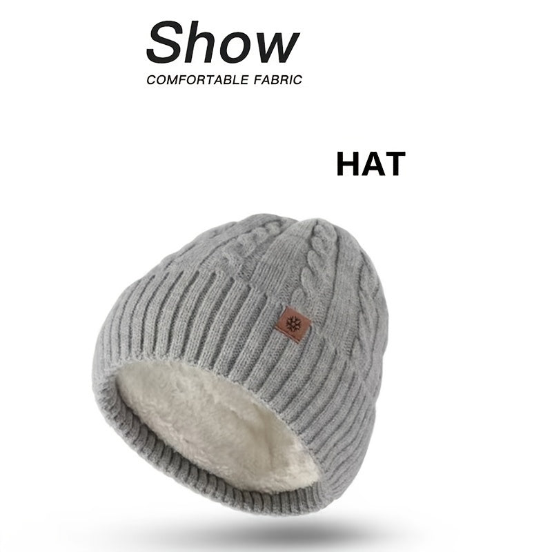 Alpaca Fleece Knitted Hat Scarf Gloves Set for Men Women