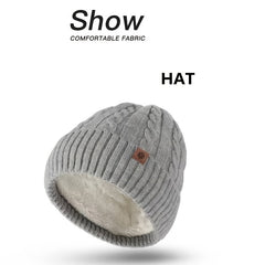 Alpaca Fleece Knitted Hat Scarf Gloves Set for Men Women