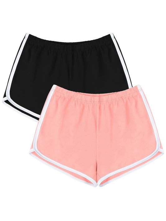 Women's Solid High Waist Track Shorts Set