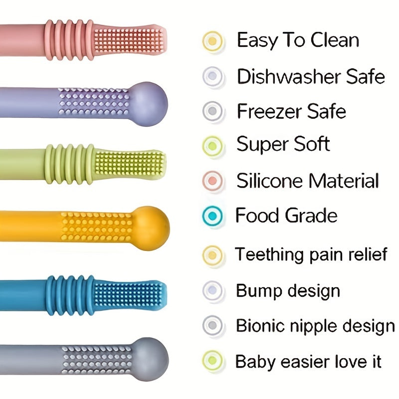 2pcs Silicone Tube Teething Toys for Babies and Toddlers, BPA-Free Teether