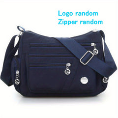 Large Capacity Zipper Shoulder Bag Waterproof Solid Casual Crossbody Bag