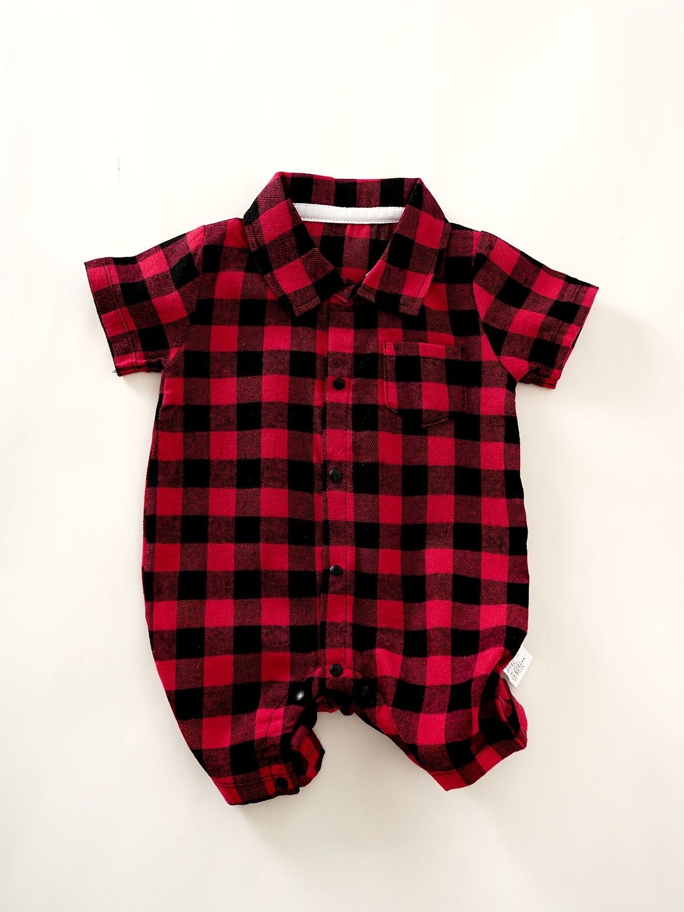 Infant Boys Plaid Jumpsuits Short Sleeve Rompers