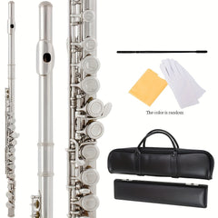 Silvery Plated Flute In C Key 16 Keys Closed Hole E Key Professional Beginner