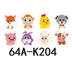 500 Animal Cartoon Stickers Roll, Self-adhesive Label, 8 Patterns