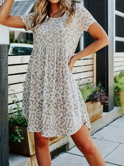  Leopard Print Stretch Dress