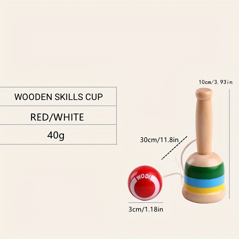 Wooden Kendama Cup Toy Red Improve Coordination Reflexes Exercise Brain