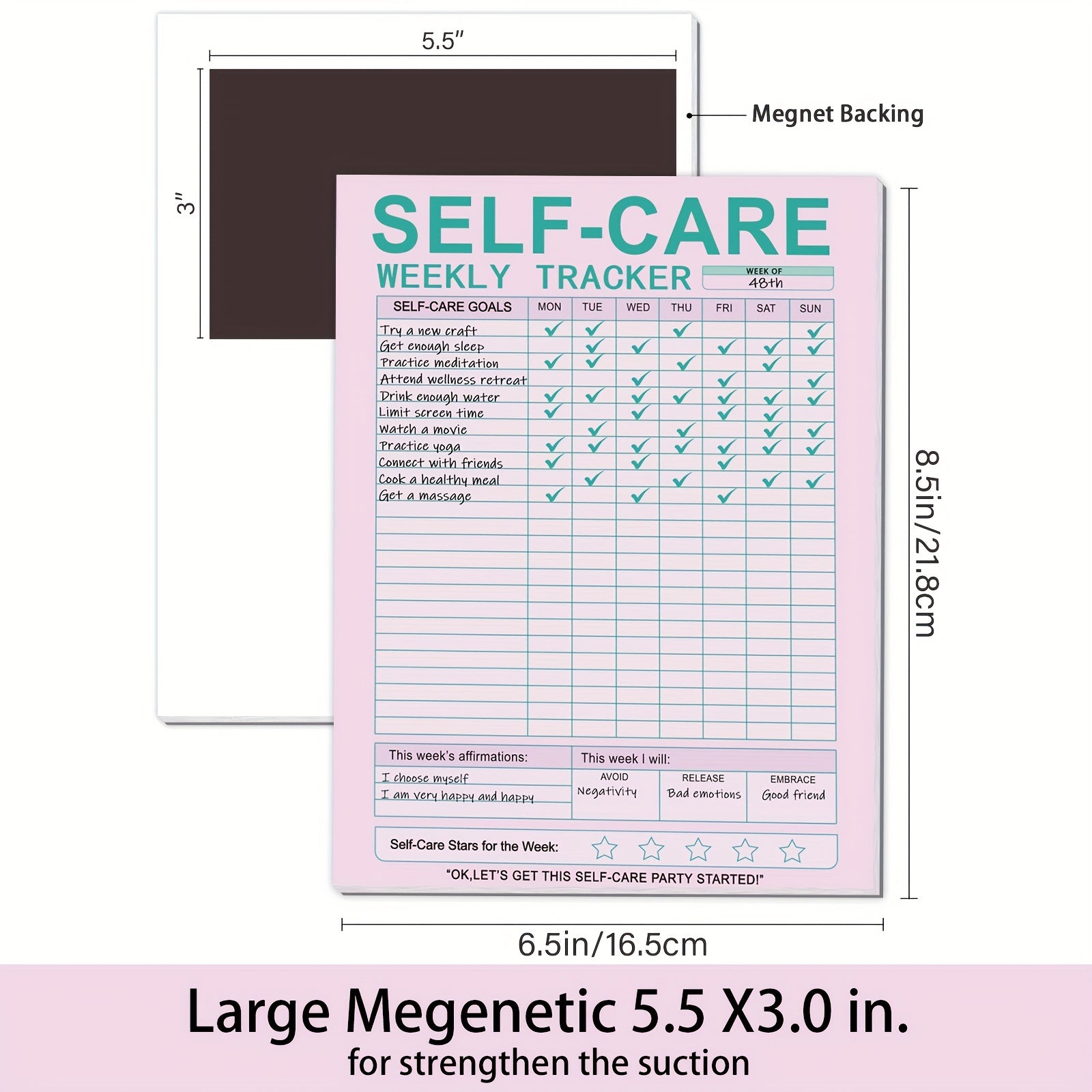 Self Care Planner Notepad - Prioritize Health, Achieve Balance - 52 Sheets