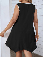  Colorblock Round Neck Tank Dress