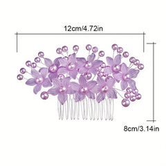Crystal Flower Hair Comb Wedding Bridal Hair Comb Faux Pearl Flower Insert Comb