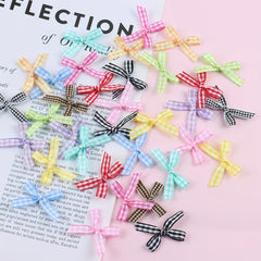 30pcs Colorful Plaid & Ribbon Bows Hair Clips DIY Decoration Crafts