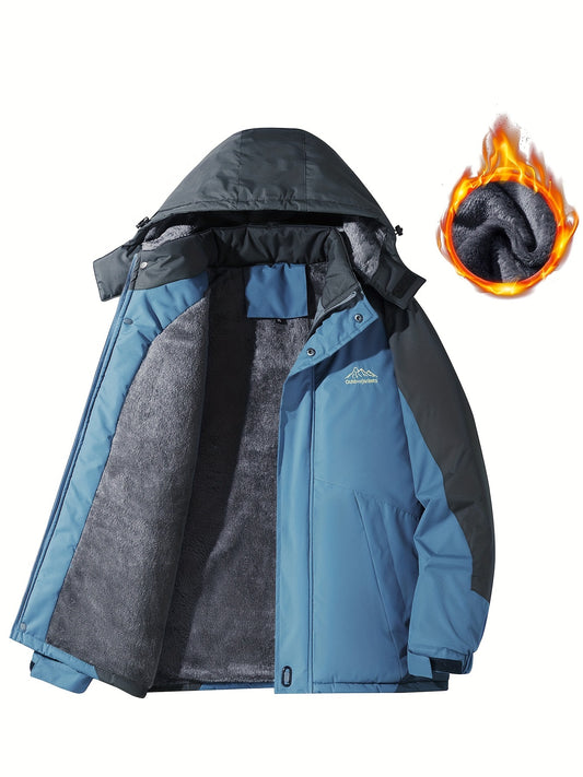 Men's Casual Hooded Sherpa Lined Windbreaker Coat