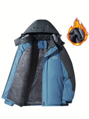 Men's Casual Hooded Sherpa Lined Windbreaker Coat