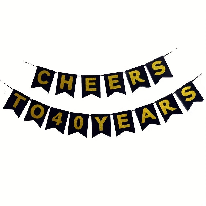 Bronze Letter Birthday Flag Paper Fan Flower Spiral Set