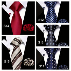 Business Men's Tie Set With Cufflinks Square Scarf