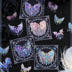 20pcs Angel Wings Theme Stickers Shimmery Glitter Self-adhesive PET Plastic