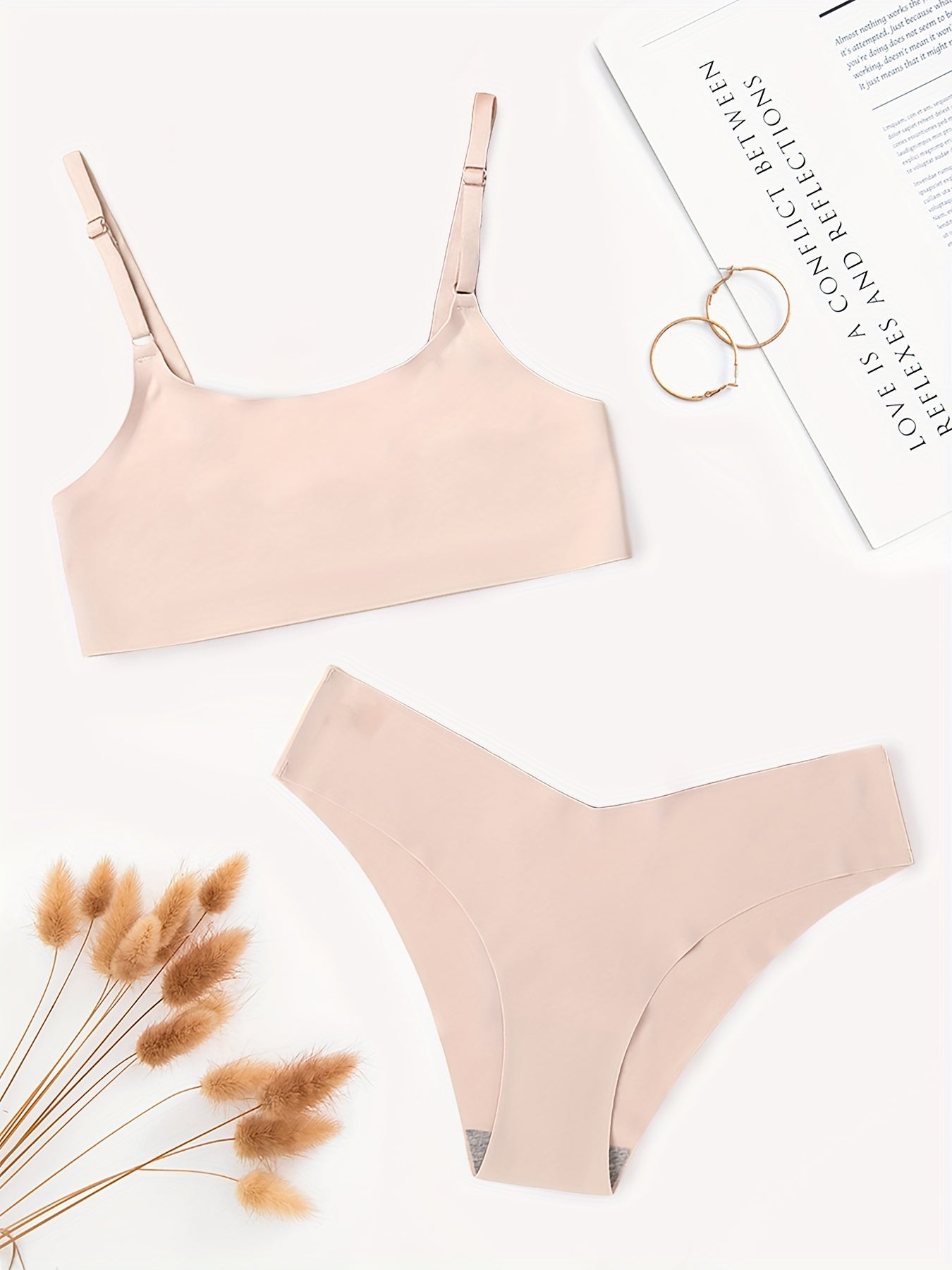 Solid Full Coverage Bra & Seamless Panties Set