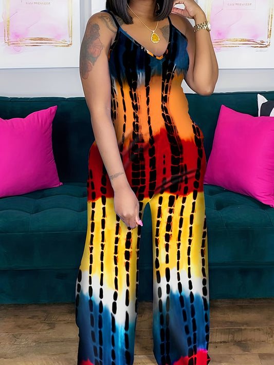 Spaghetti Wide Leg Jumpsuit Sexy Sleeveless V Neck Jumpsuit