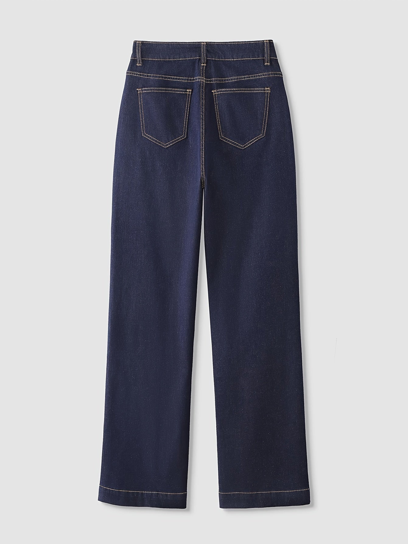  Solid Button Fly Straight Leg Jeans