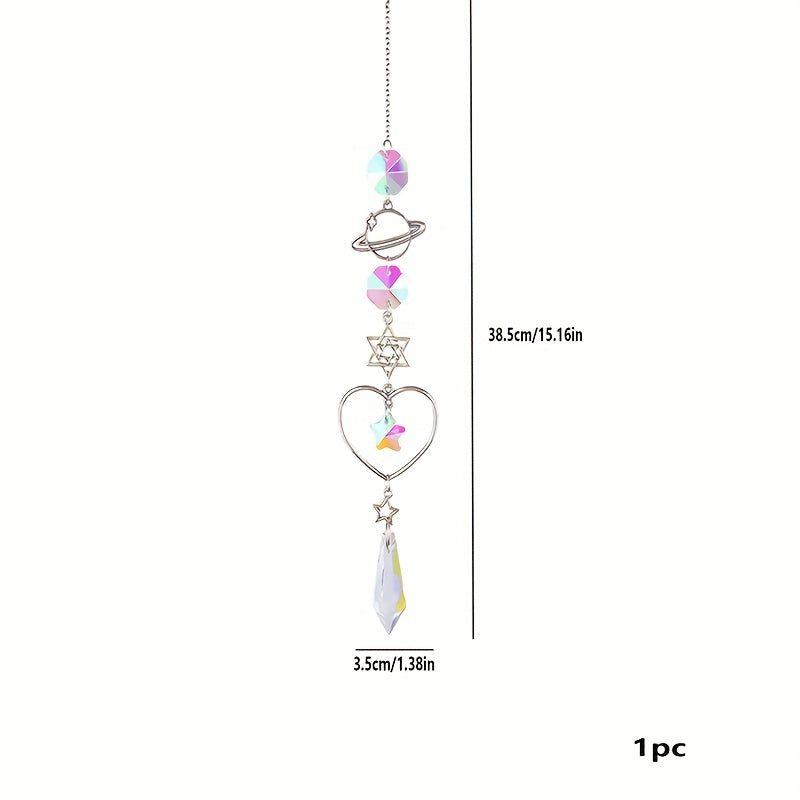 Moon Crystal Pendant Stained Glass Window Hanging