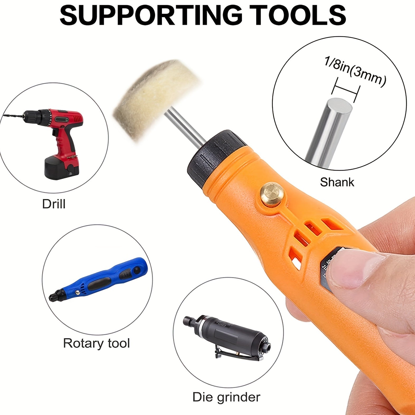 20pcs 25mm Wool Felt Polishing Wheel Set for Drill Grinder