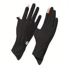 Ice Viscose Sunscreen Gloves Short Solid Elastic Gloves Touch Screen UV Protecti