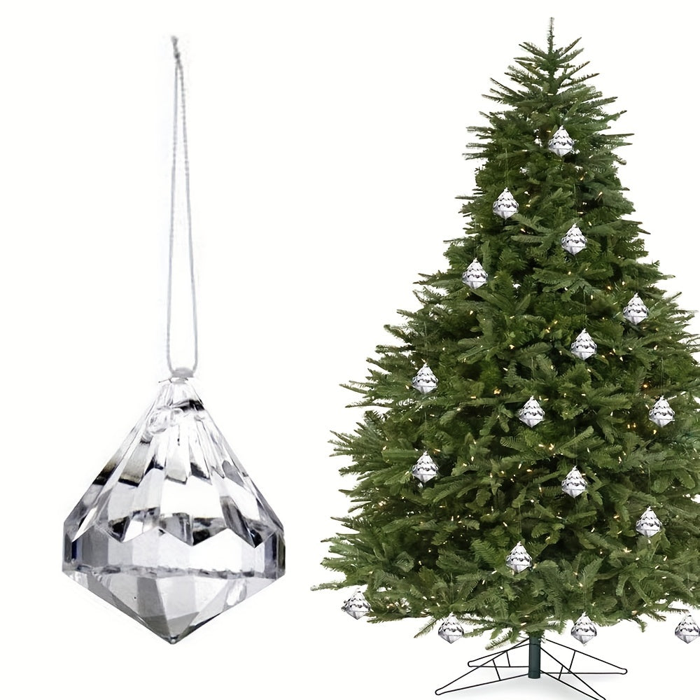 10pcs Christmas Acrylic Diamond Pendants Transparent Decorations