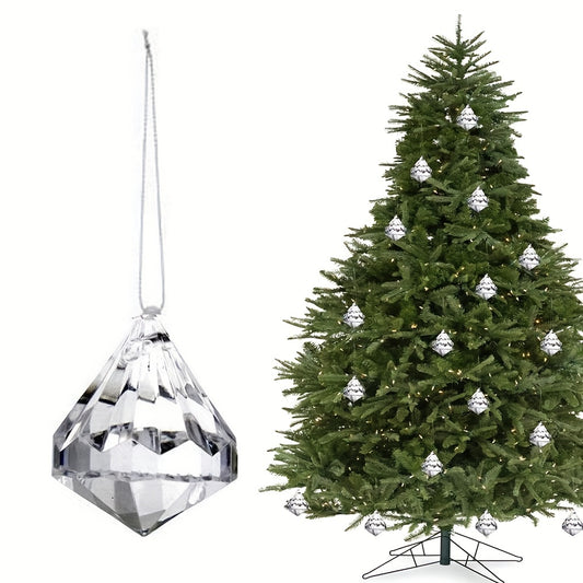 10pcs Christmas Acrylic Diamond Pendants Transparent Decorations