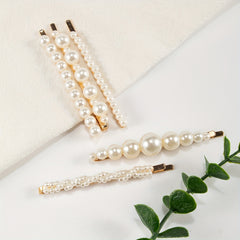 5pcs Faux Pearl Hairpin Alloy Hairpin Style Hair Clip For Side Hair