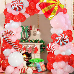 Christmas Balloon Garland Red And Green Arch Kit With Candy Foil Balloons
