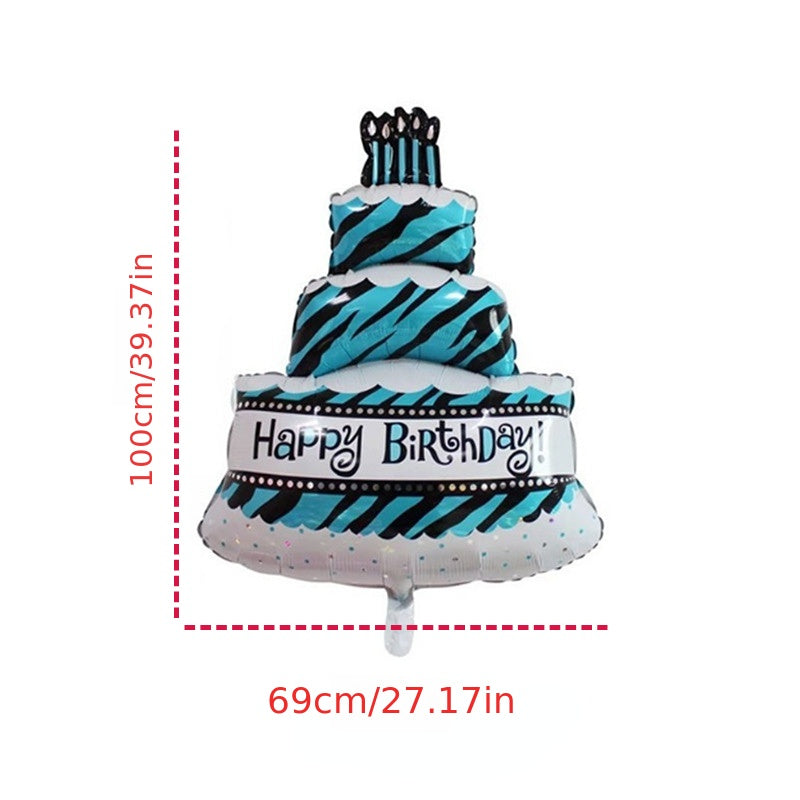 Large Birthday Candles Three Layers Cake Aluminum Film Balloons