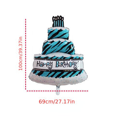 Large Birthday Candles Three Layers Cake Aluminum Film Balloons
