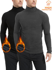 Men's Turtleneck Fleece Tops Thermal Compression for Winter