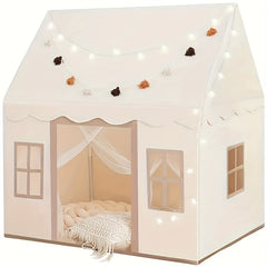 Large Children's Game Tent with Windows, Star Strings, Flags, Tassel Strings